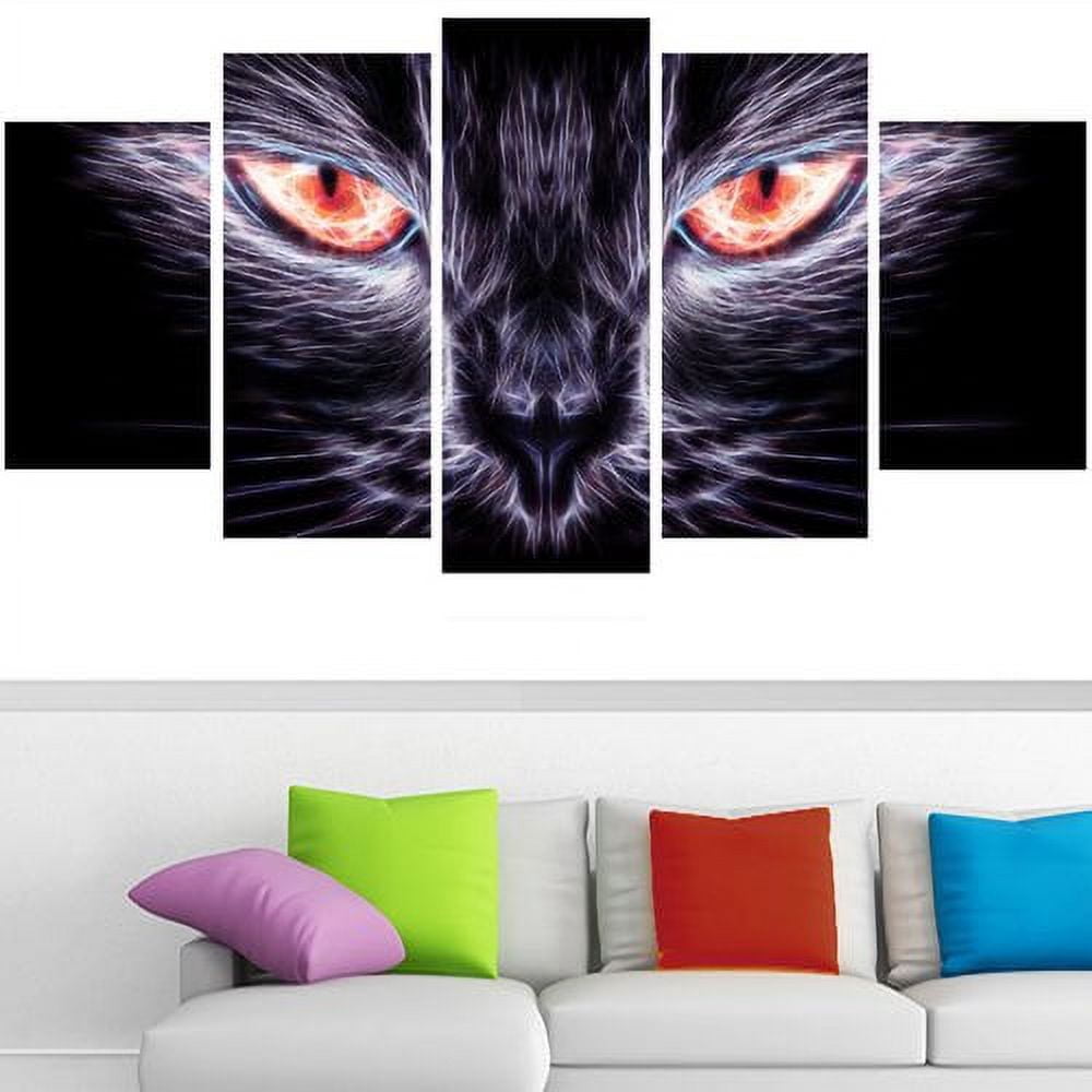 Design Art Cat Eyes, Animal Art on Canvas, 5 Panels, 60" x 32"