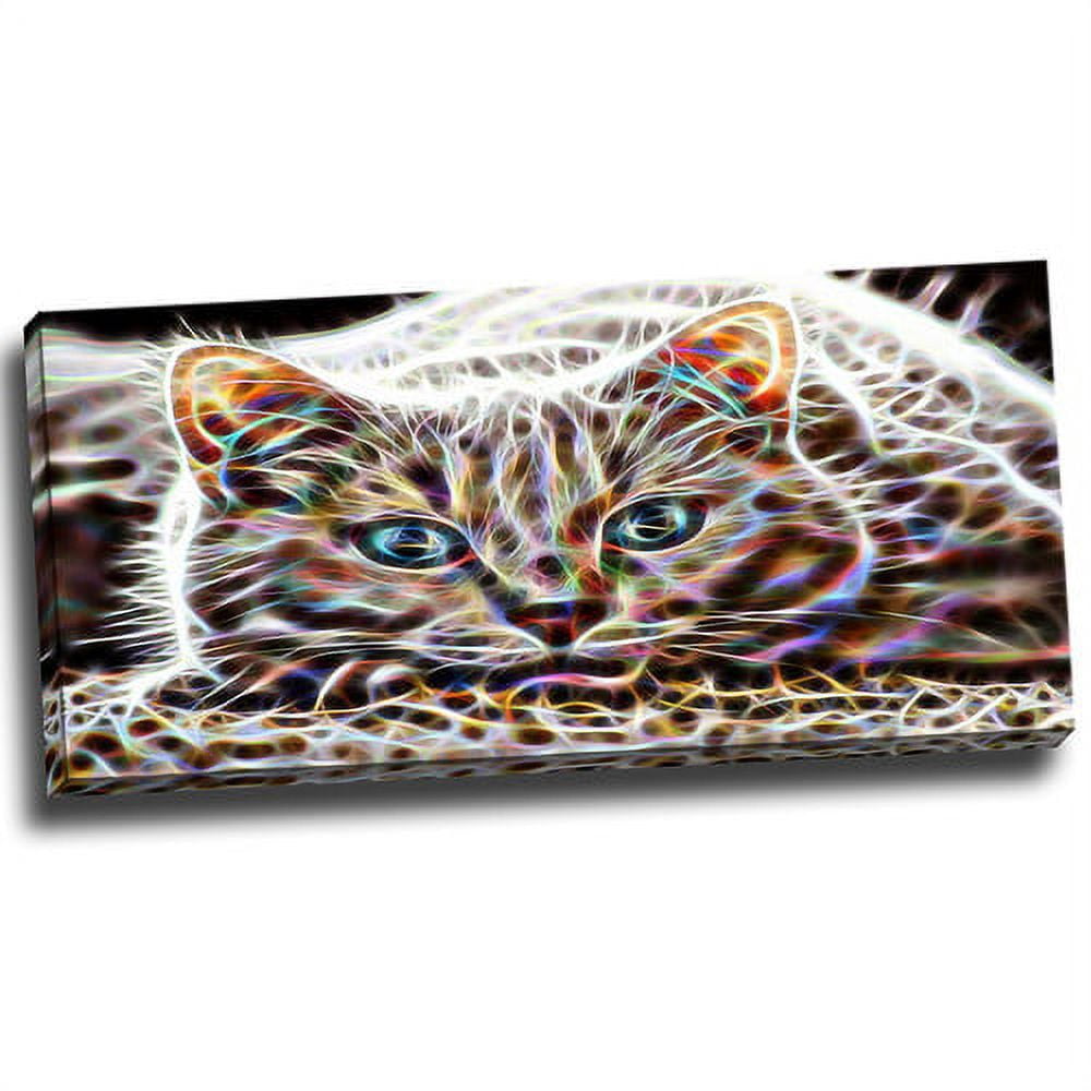 Design Art Cat Nap, Abstract Cat Art on Canvas, 32" x 16"