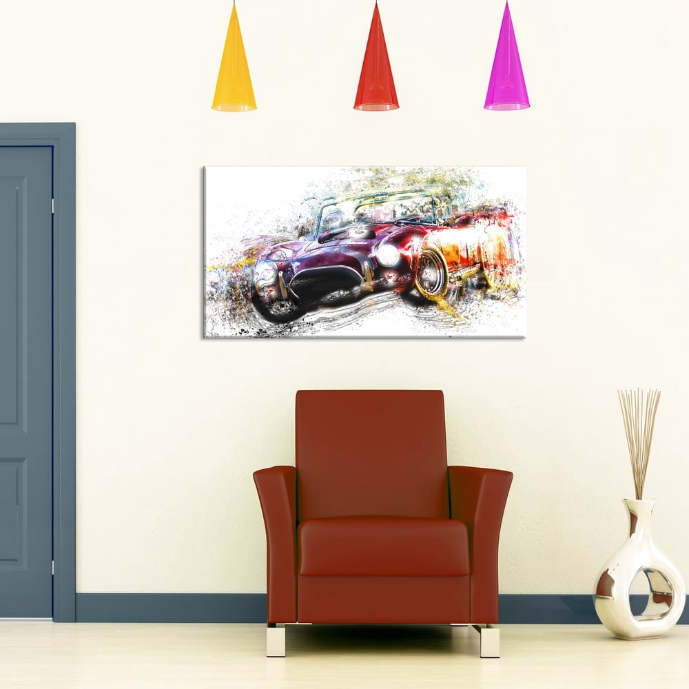 DESIGN ART  "Colorful Abstract Convertible Car" Canvas Art Print