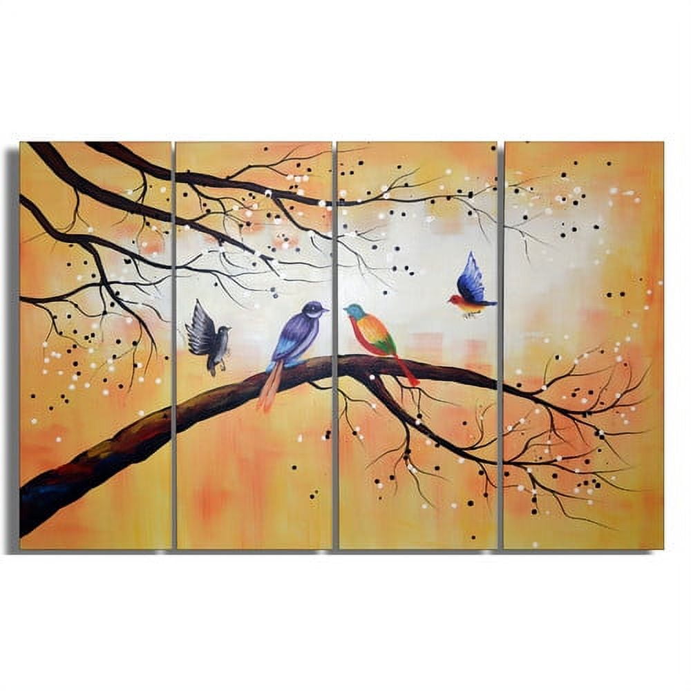 Colorful Birds Print on Canvas with Wood Frame, 48" x 28"