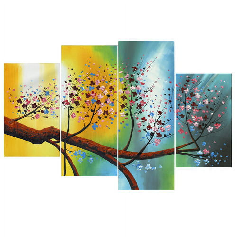 Design Art Colorful Floral Canvas Art Print, 48" x 32", 4 Pieces