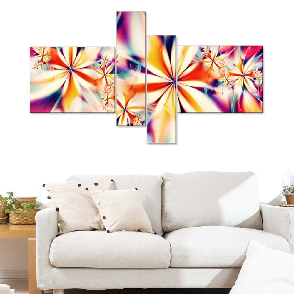 DESIGN ART Crystalize' Pink Floral Canvas Art Set 60 in. wide x 32 in. high - 5 Panels