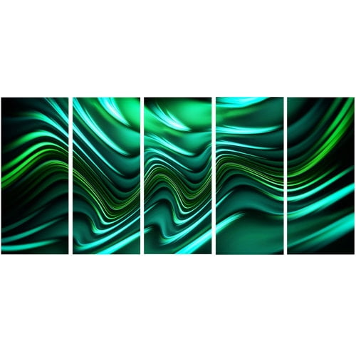 Design Art Emerald Energy Green 5 Piece Graphic Art on Wrapped Canvas Set