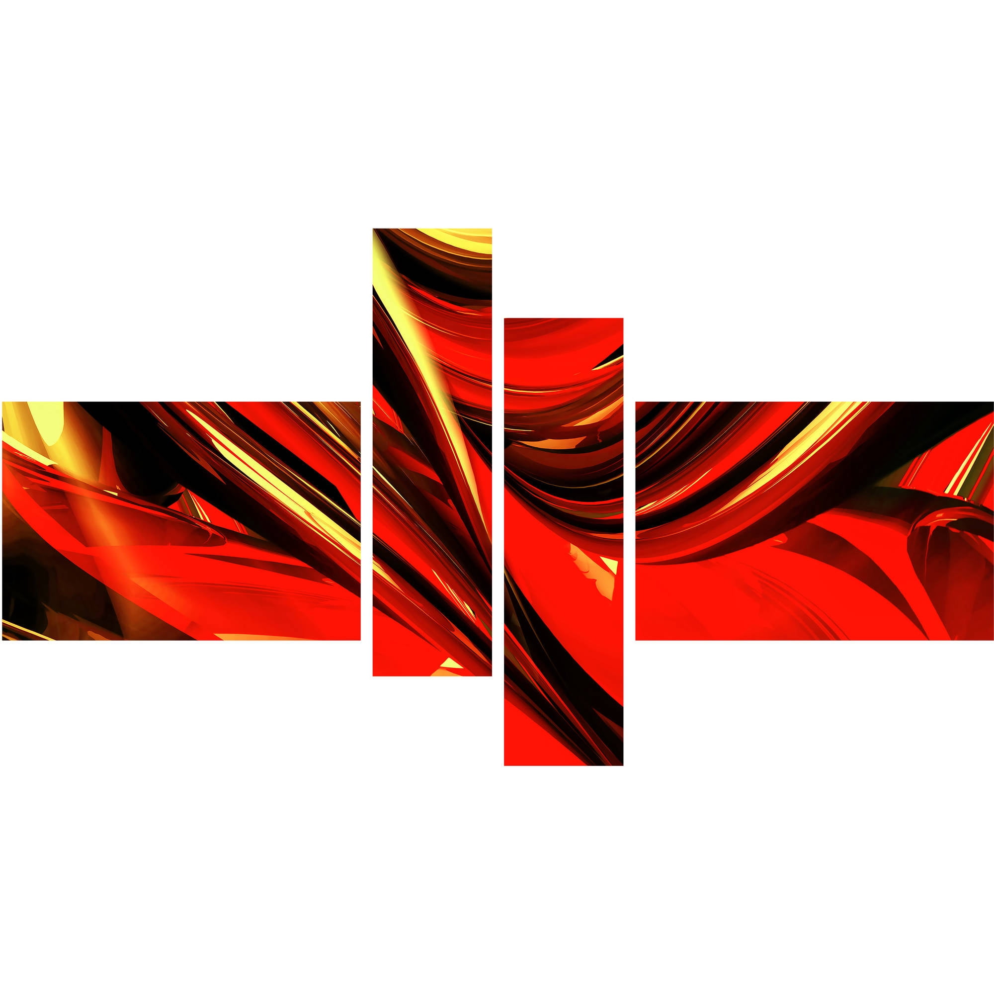 Design Art Fire Lines Red Abstract Digital Canvas Art, 4 Panels, 60" x 32"