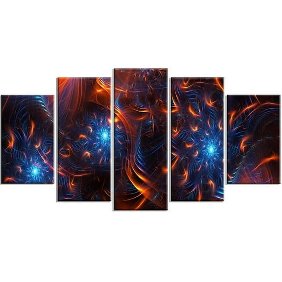 Design Art Fire and Ice Digital Artwork on Canvas, 5 Panels, 60" x 32"