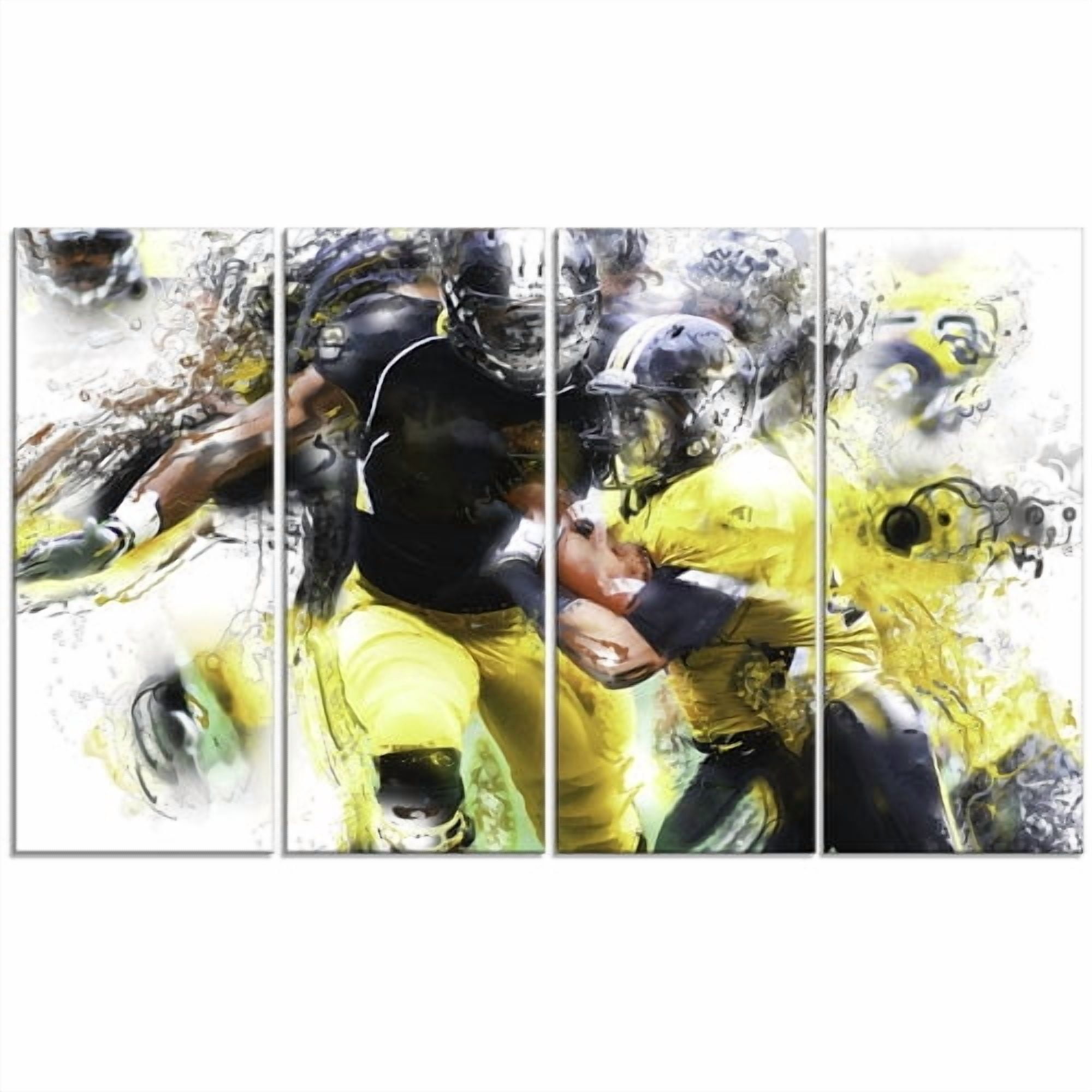 Design Art Football Ball in Play 4 Piece Graphic Art on Wrapped Canvas Set