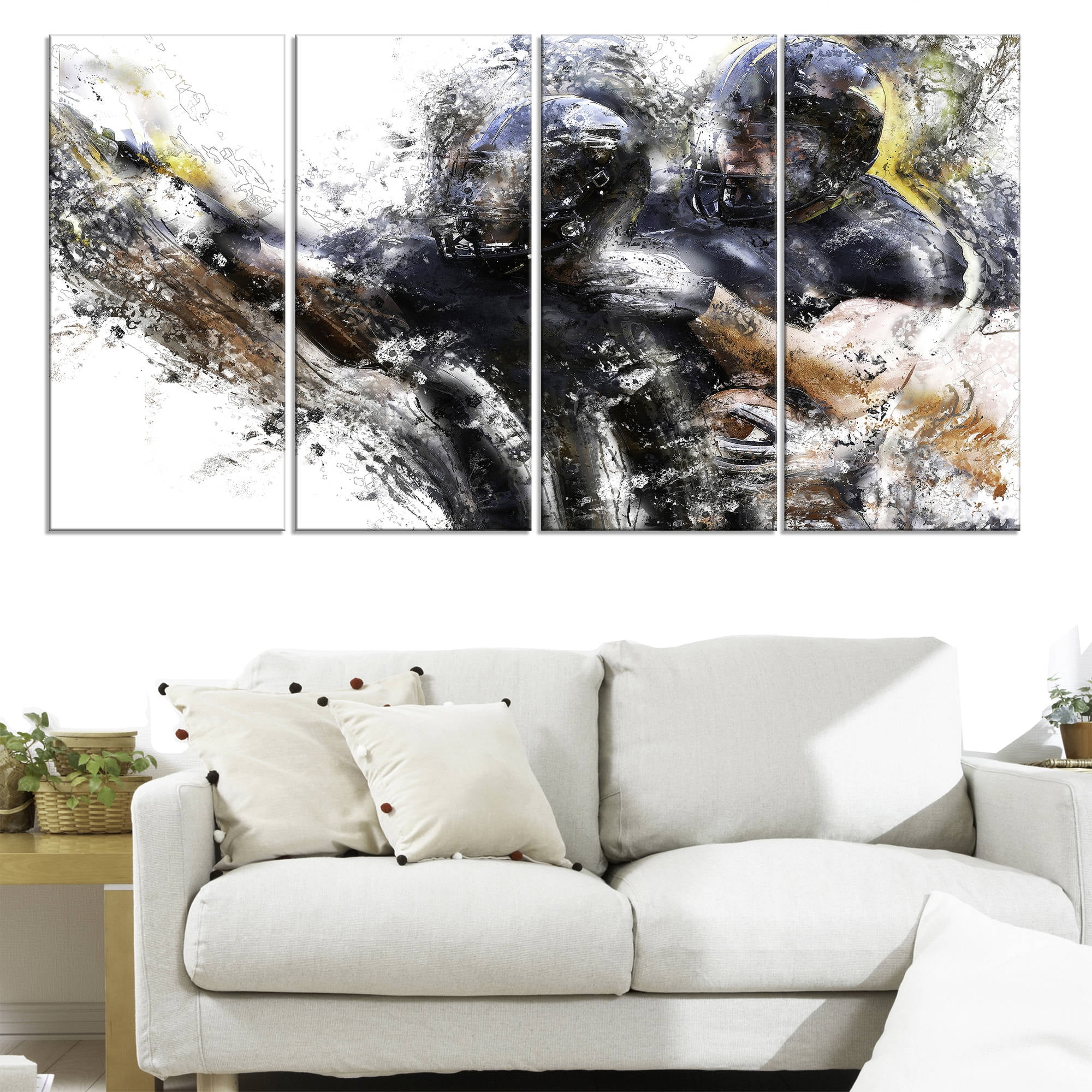 Design Art Football Take Down, 4 Panels, 48" x 28"