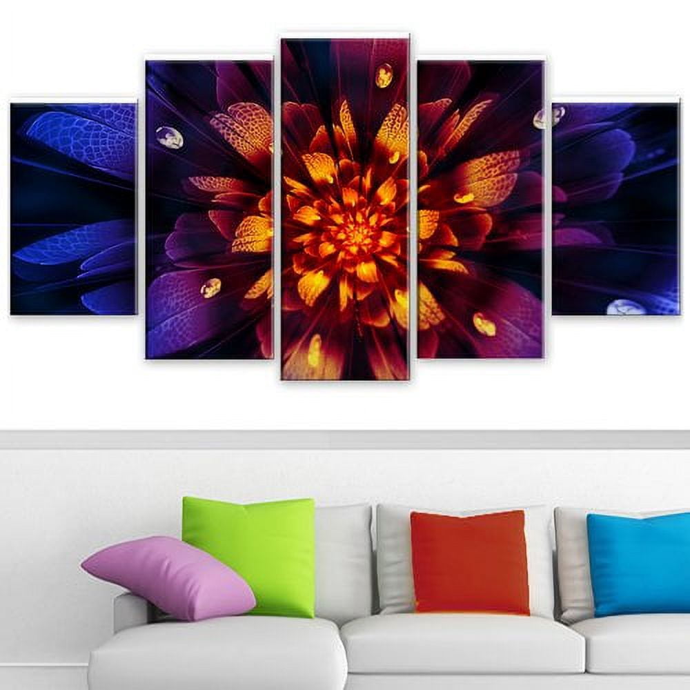 Design Art Glow from Wit Floral Canvas Art, 5 Panels, 60" x 32"