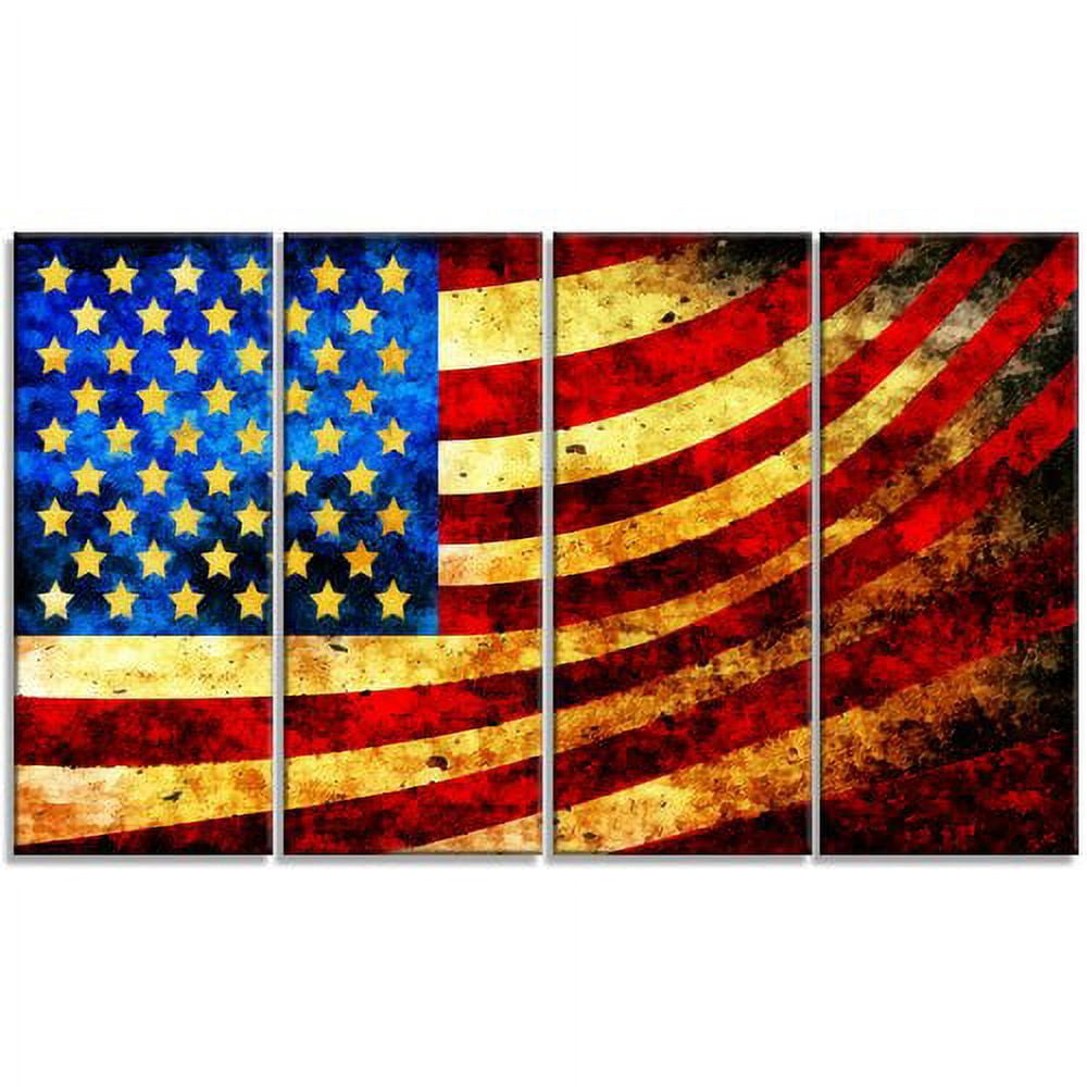 Design Art God Bless America Flag Canvas Art, 4 Panels, 48" x 28"