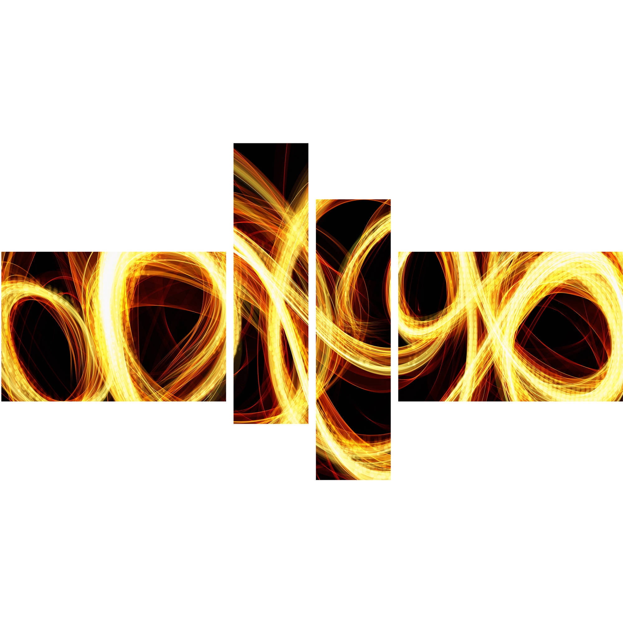 Design Art Gold Shock Abstract Canvas Art, 4 Panels, 60" x 32"