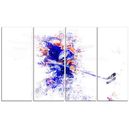 Design Art Hockey Let's Go Defense 4 Piece Graphic Art on Wrapped Canvas Set