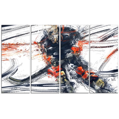 Design Art Hockey In Motion 4 Piece Graphic Art on Wrapped Canvas Set
