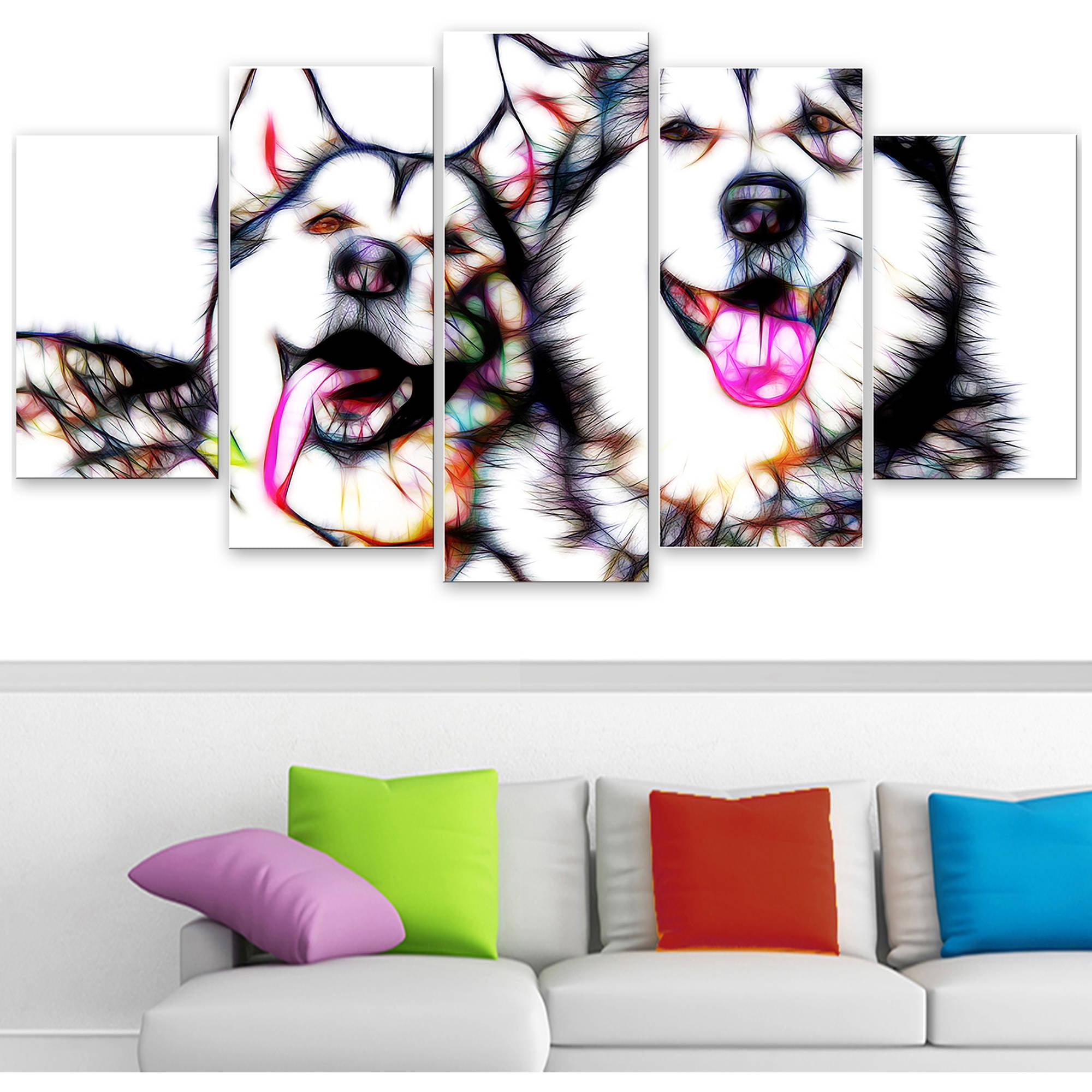 Design Art Husky Buddies 5 Piece Graphic Art on Wrapped Canvas Set