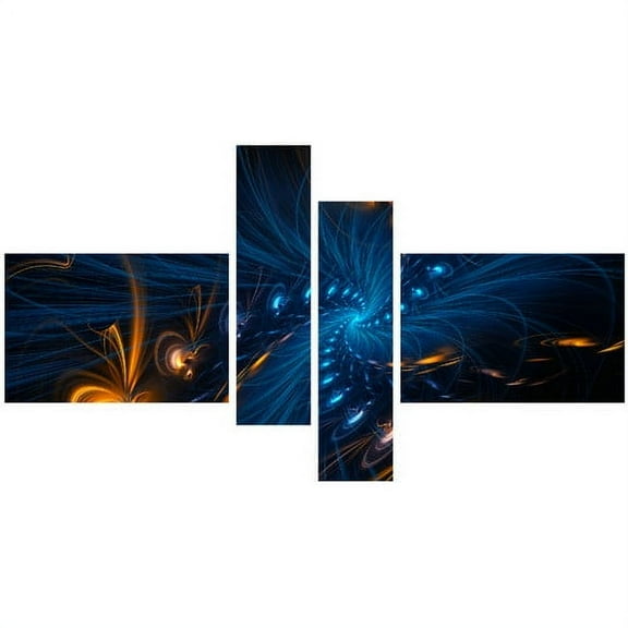 Design Art Illumination Digital Artwork on Canvas, 4 Panels, 60" x 32"