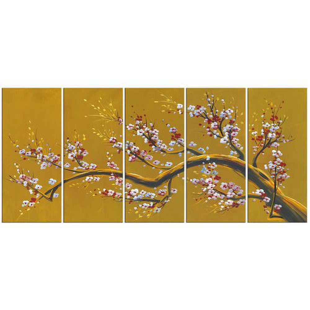 Design Art Modern Floral Branch Canvas Print, 5 Pieces, 60" x 28"