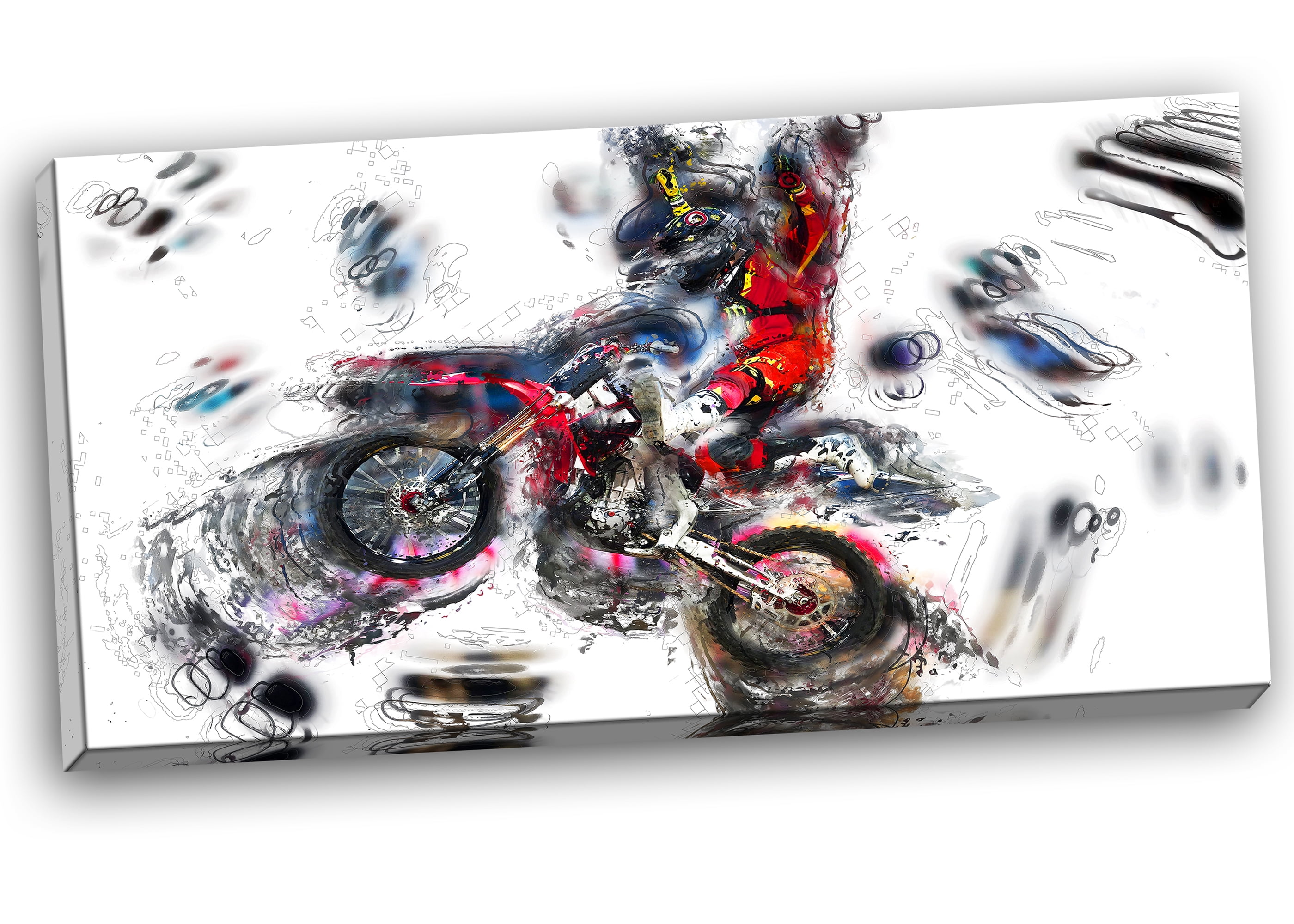 DESIGN ART  'Moto Cross Sports' Canvas Art Print - White - 32 in. wide x 16 in. high