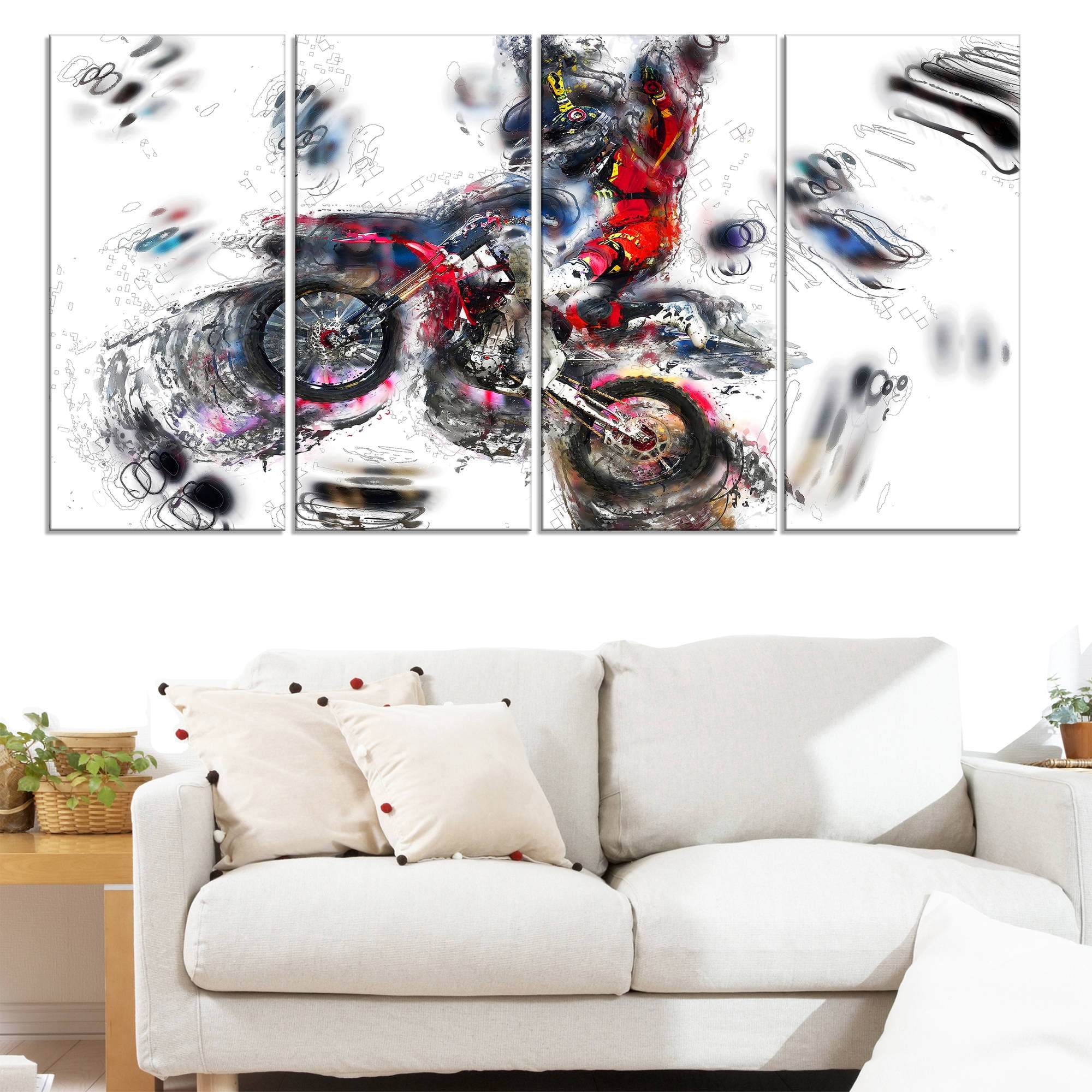 Design Art Moto Cross Sports, 4 Panels, 48" x 28"