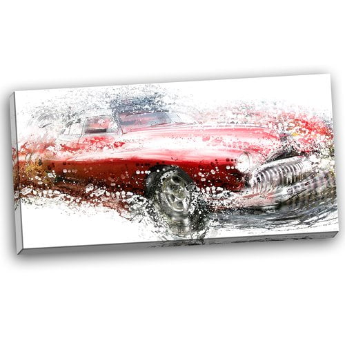 DESIGN ART Red Classic Luxury Car Small Gallery Wrapped Canvas