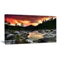 thumbnail image 1 of Design Art Rocky Mountain River at Sunset Photographic Print on Wrapped Canvas, 1 of 5