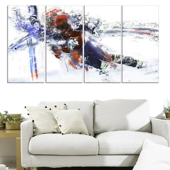 DESIGN ART "Skiing Down Hill Race" Canvas Art Print