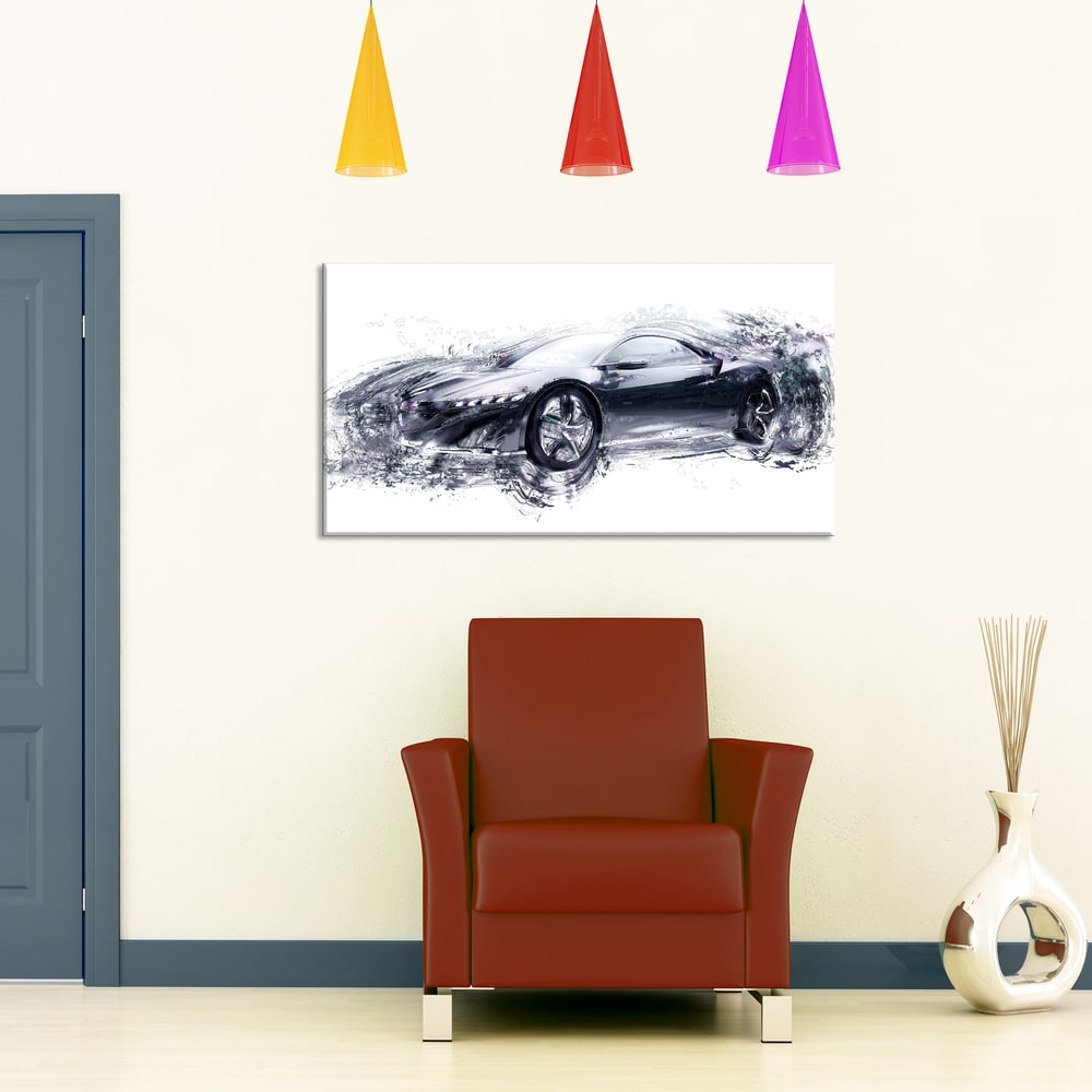 DESIGN ART Sleek Black Exotic Car" Gallery-wrapped Canvas