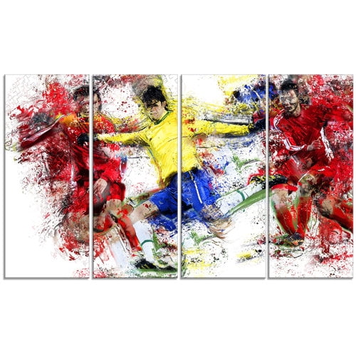 Design Art Soccer Break Away 4 Piece Graphic Art on Wrapped Canvas Set