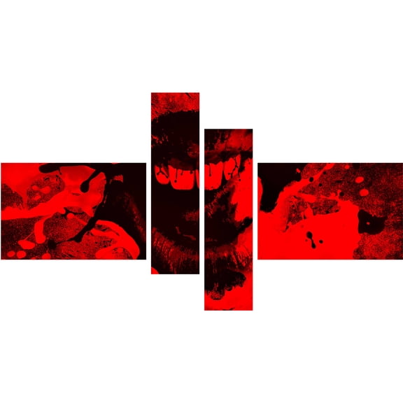 Design Art Speak Out Red Lips Digital Artwork on Canvas, 4 Panels, 60" x 32"