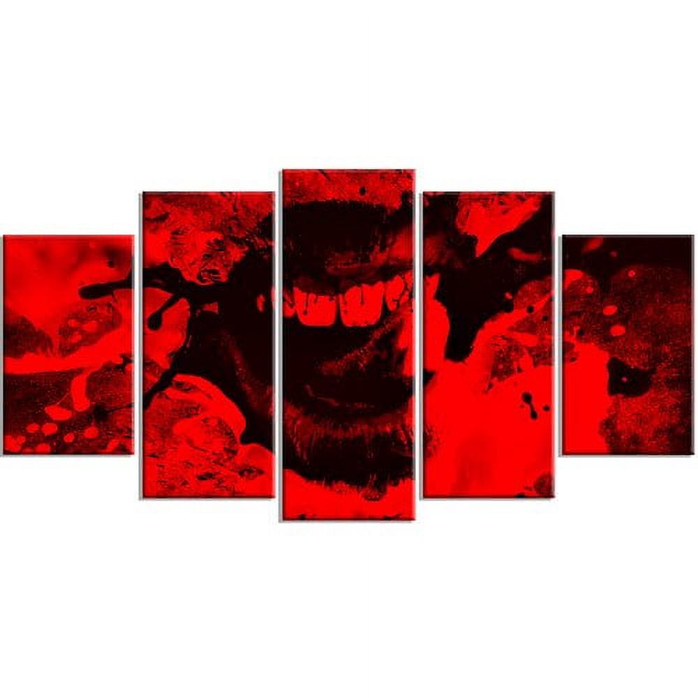 Design Art Speak Out Red Lips Digital Artwork on Canvas, 5 Panels, 60" x 32"