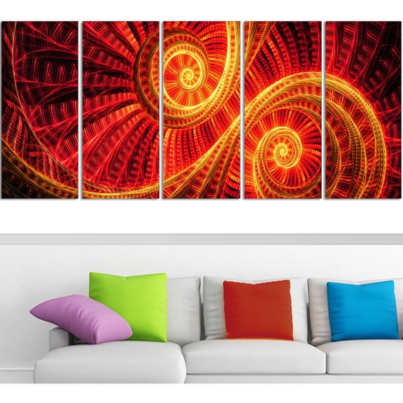 Design Art SunDance Large Digital Artwork on Canvas, 5 Equal Panels, 60" x 28"