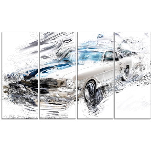Design Art Super Charged American Classic 4 Piece Graphic Art on Wrapped Canvas Set