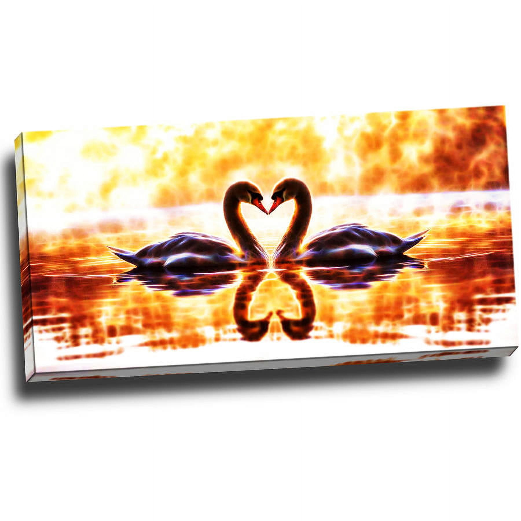 Romantic Swan Abstract Canvas Print in High-Resolution Cotton