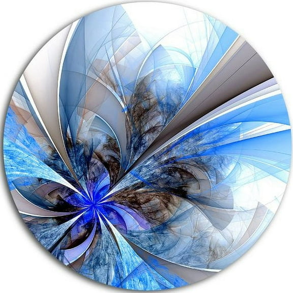 Design Art 'Symmetrical Blue Fractal Flower' Graphic Art Print on Metal
