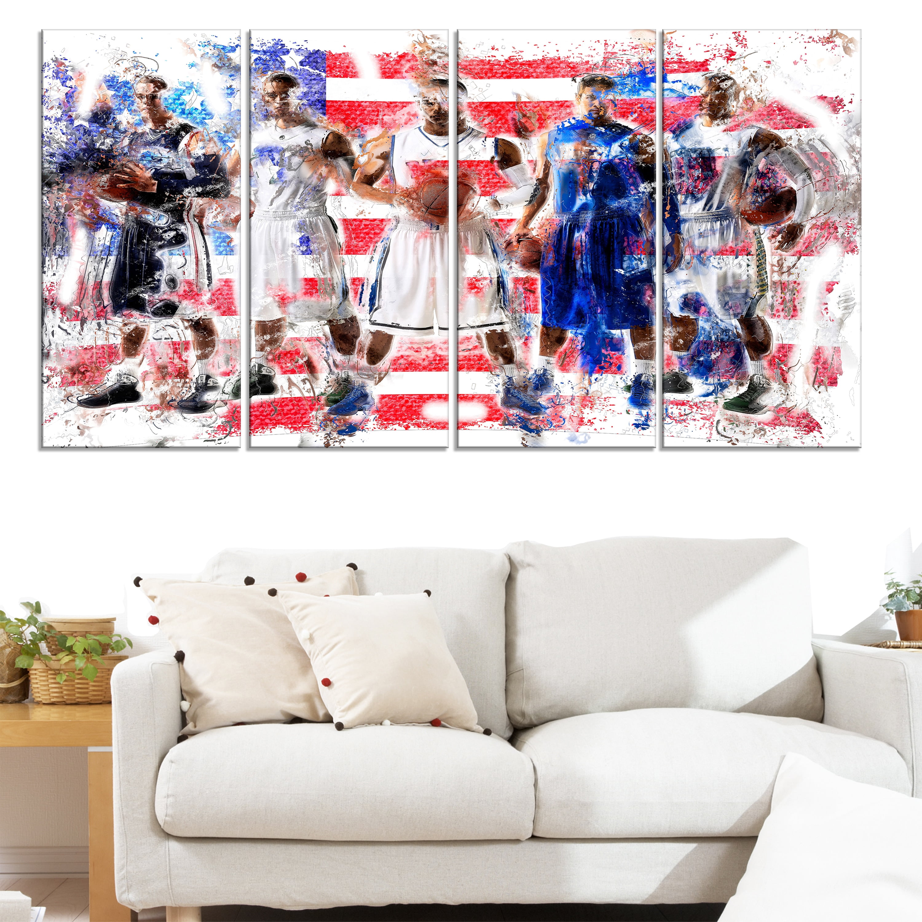 Design Art USA Basketball, 4 Panels, 48" x 28"