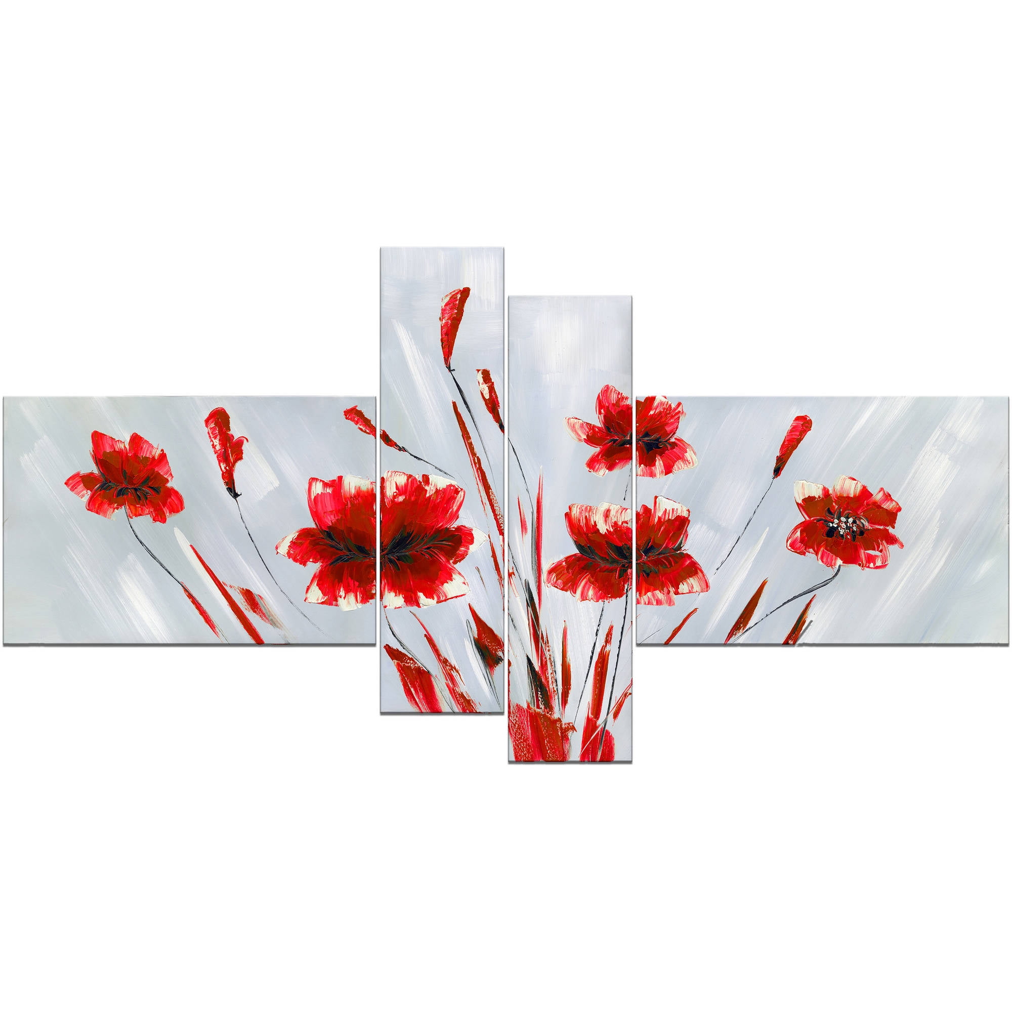 Design Art Vibrant Floral Canvas Set, 4 Pieces, 60" x 32"