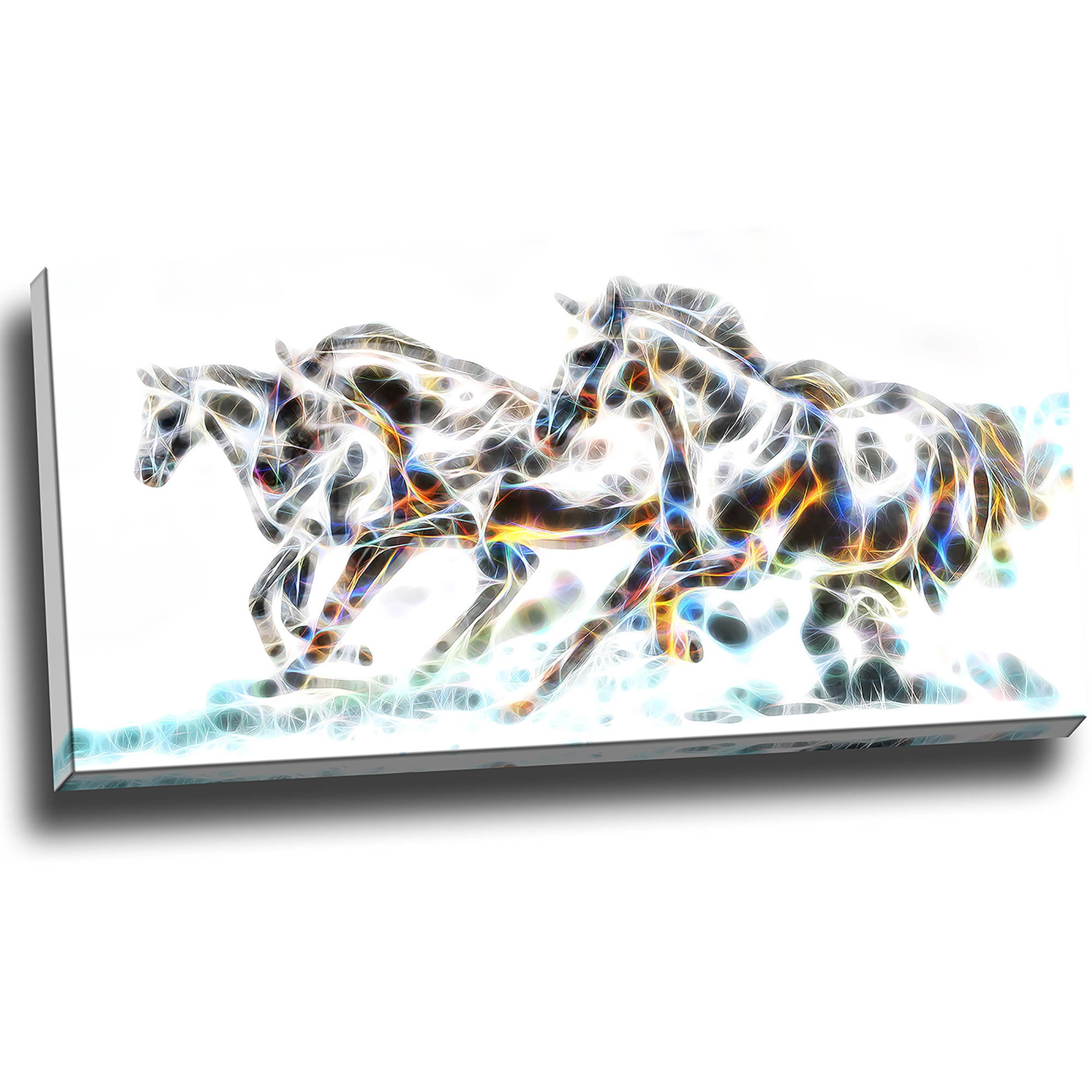 Design Art Wild Horses Art on Canvas, 32" x 16"