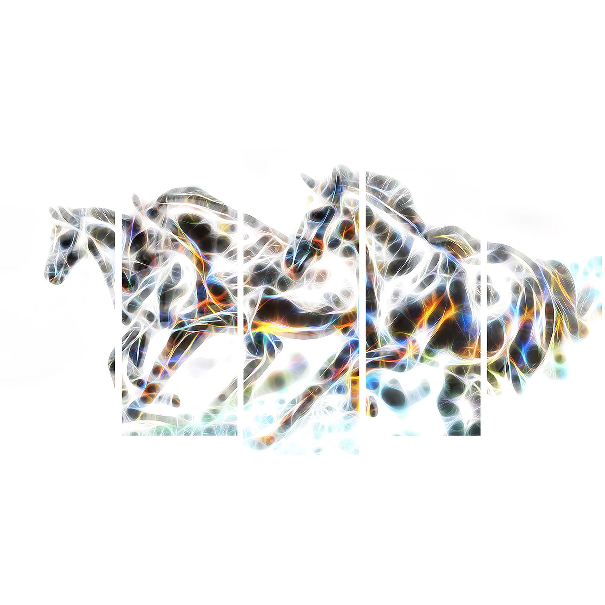 Design Art Wild Horses Art on Canvas, 5 Panels, 60" x 32"