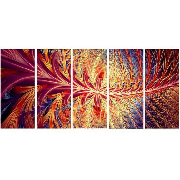 Design Art in Sync Digital Artwork on Cotton Canvas, 5 Equal Panels, 60" x 28"