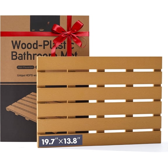 -Design Bath Mat, Heavy Duty HDPS Plastic, 19.7" x 13.8", 400lb Support, & Fadeproof, to Real for Bathroom Sauna Poolside Outdoor ( Color)