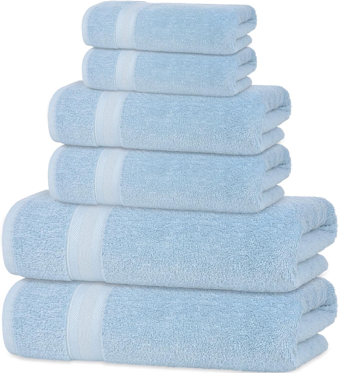 All Design Blue Bath Towels Set Quick-Dry, Soft, High Absorbent 100% ...