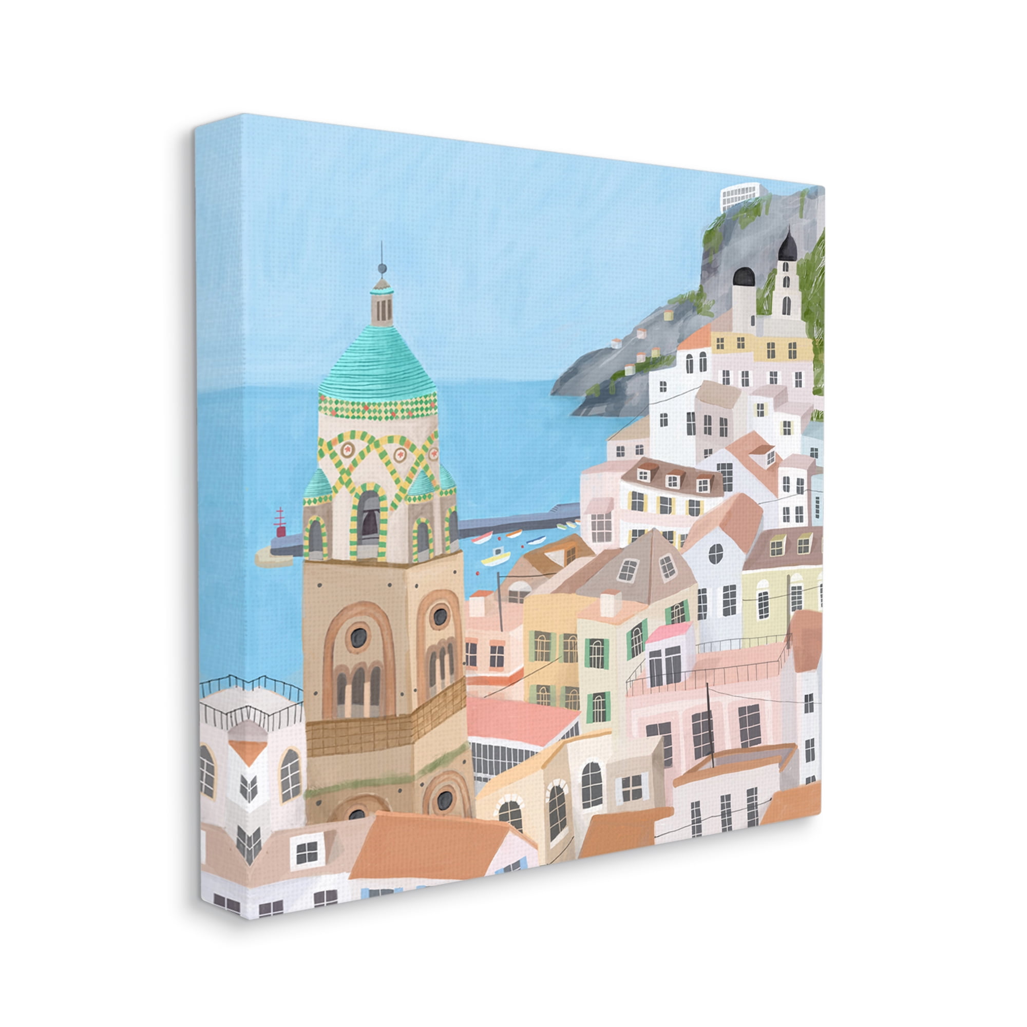 Design by Carla Daly Amalfi Traditional Italian Architecture Coastal Cliffside Cityscape 30 in x 30 in Painting Canvas Art Print, by Stupell Home Décor