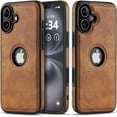 thumbnail image 1 of Design Compatible with iPhone 16 Plus Case Luxury Leather Business Vintage Slim Non-Slip Soft Grip Shockproof Protective Cover (2024) 6.7 Inch (Brown), 1 of 8