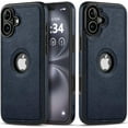 thumbnail image 1 of Design Compatible with iPhone 16 Case Luxury Leather Business Vintage Slim Non-Slip Soft Grip Shockproof Protective Cover (2024) 6.1 Inch (Blue), 1 of 8