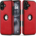 thumbnail image 1 of Design Compatible with iPhone 16 Plus Case Luxury Leather Business Vintage Slim Non-Slip Soft Grip Shockproof Protective Cover (2024) 6.7 Inch (Red), 1 of 8
