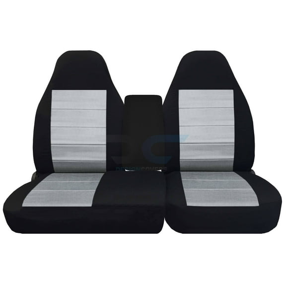 Design Covers F150 1997-2000 Black and Silver, Velour, Durable, Front Seat Covers, 2 Pieces