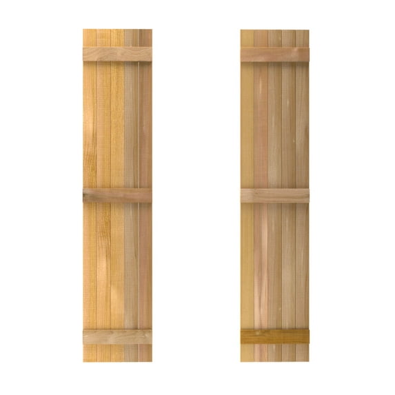 Design Craft Millworks 400369 15 in. x 72 in. 5 Board DUO Natural Cedar Board-N-Batten Shutters Pair