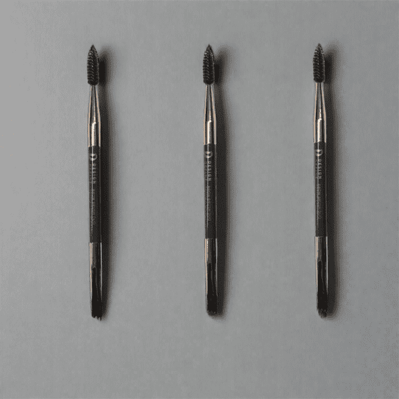 Design Define Premium Duo Brow Brush Set  3 Pack, Angled Eyebrow & Spoolie Brush for Shaping & Blending