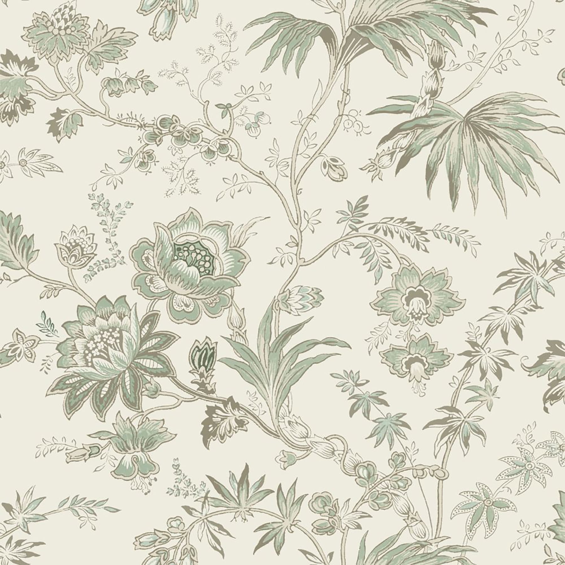 Juliet Neutral Jacobean Floral Non-Woven Wallpaper, 20.9" x 33'