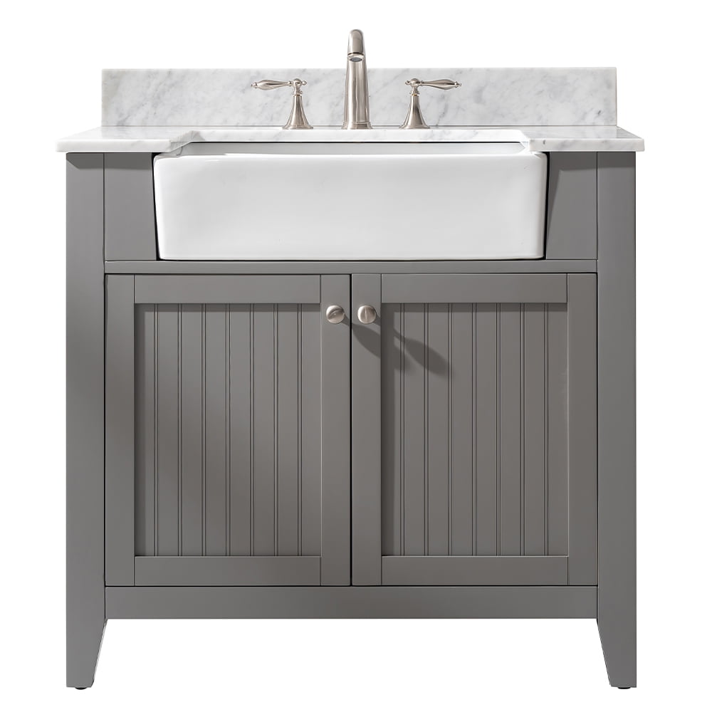 Burbank 36" Gray Birch Vanity with Carrara Marble Top