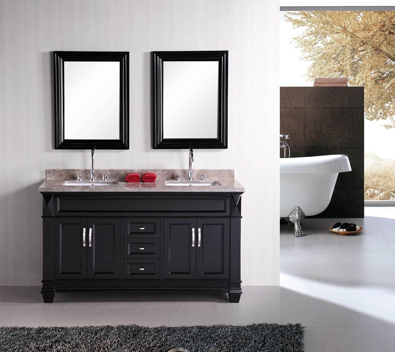 Design Element USA DEC305 Cosmo 60-in Double Sink Bathroom Vanity ...