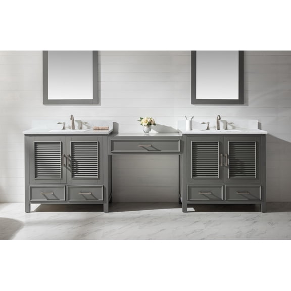 Design Element Estate 102" Double Sink Bathroom Vanity Modular Set in Gray
